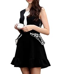 Peplum Lace Ruched Sleeveless Polyester Summer  Dress