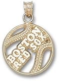 Boston Red Sox Solid 14K Gold Pierced Baseball Pendant