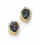 14K Mystic Topaz Ears w/6 Dias - GHES1725