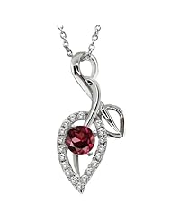 0.88 Ct Round Red Rhodolite Garnet 925 Sterling Silver Pendant With 18" Chain