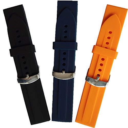 NEW 23MM BLUE SILICONE RUBBER STRAP/BAND FIT EMPORIO ARMANI WATCH AR0593 AR0595
