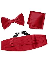 Burgundy Pretied Bow Tie Cummerbund Set by Elite Solid - Burgundy Silk by Elite