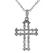 Sterling Silver Parallel Lines CZ Cross Pendant