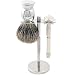 Parker 60R Safety Razor Shave Set - Includes Pure Badger Brush, Stand & Parker 60R Butterfly Open Safety Razor