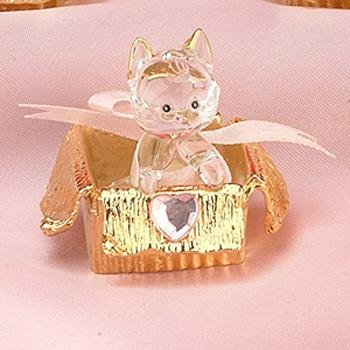 Glass Kitten Cat Cats Pink Box Figure Figurine Model Statue Décor