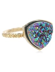 Dara Ettinger Triangle Agate Druzy Gold, Discoball Ring