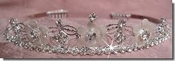 Bridal Wedding Tiara Crown With White Flowers 46525