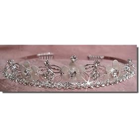Wedding Tiara Crown With White Flowers by SparklyCrystal