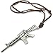 KONOV Mens Army Style Gun Pendant Adjustable Leather Cord Necklace Chain, Brown