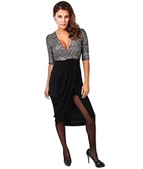 V-neck General Print Wrap Gathered Glittering Plunging Neck Bodycon Dress/Midi Dress 