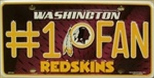 Washington Redskins #1 Fan NFL Football License Plate Plates Tag Tags auto vehicle car front