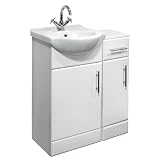 450mm White Gloss Vanity Unit, Basin and Bathroom Storage Cupboard