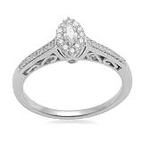 Sterling Silver White Diamond Marquise Promise Ring (1/4 cttw, I-J Color, I3 Clarity), Size 7