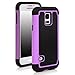 Galaxy S5 MINI Case, E LV Galaxy S5 MINI Case - Shock-Absorption / High Impact Resistant Hybrid Dual Layer Armor Defender Full Body Protective Case Cover for Samsung Galaxy S5 MINI SM-G800 with 1 Stylus and 1 E LV Microfiber Digital Cleaner (Purple)