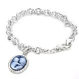 Sterling Silver Rolo Link Bracelet w/ Cameo Charm - 7.5"