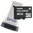 Lexar High Speed MicroSDHC 32 GB Class 10 Flash Memory Card with Reader LSDMI32GBSBNAR