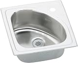 Elkay Gourmet Collection BLGR15150 15 Top Mount Single Bowl Stainless Steel Bar Sink with 18-Gauge and Self-Rim: No Holes
