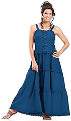 Full Length Tiered  Corset   Waistline Cotton Summer Peasant Dress/Evening Dress  With Ruffles