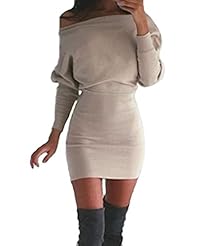 Sexy Dolman Off the Shoulder Short Cotton/Polyester/Spandex Bandage Dress/Bodycon Dress/Mini Dress 