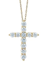 1 Carat Diamond Cross Pendant Necklace in 18k Yellow Gold on a Matching 18" Rope Style Chain (GHI, SI2+)