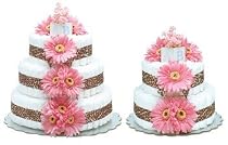 ~ Bloomers *Hot Pink Daisies w/ Leopard Trim* Baby Diaper Cake