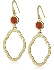 Renata de Dalmas Orange Chalcedony with Hammered Gold Drop Earrings