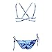 Ayliss Women Tie Dye Bandage Push up Padded Bikini Set with Side-tie Bottom US4-6 Blue