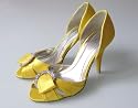 Pumps Sandalen Peep Toes Heels Satin Strass (S76), Gelb