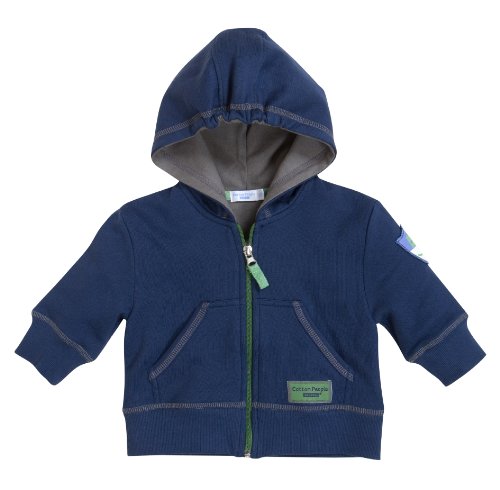 Cotton People organic Baby - Jungen Kapuzenjacke aus 100% Bio-Baumwolle, Gr. 68 (3-6 m), Blau (marine)