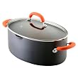 Rachael Ray 8-Quart Hard Anodized Orange Covered Oval Pasta Pot