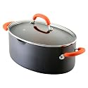 Rachael Ray 8-Quart Hard-Anodized  Covered Oval Pasta Pot, Orange