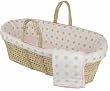 Tadpoles Polka Dot Micro Fleece Moses Basket Set, Pink