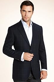 Luxury Sartorial Wool Rich Windowpane Check Jacket