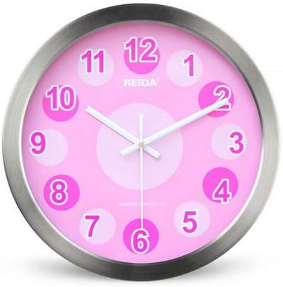 JustNile Vibrant Colored Round 10" Wall Clock - Pink with Circles