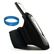Black Durable Moisture Resistant Premium Neoprene Protective Multi Purpose Exercise Workout Armband with Adjustable Velcro Strap for Samsung Droid Charge 4G Android Phone (Verizon Wireless) + SumacLife TM Wisdom Courage Wristband