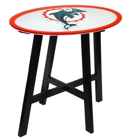 Miami Dolphins Wooden Pub Table With Glass Top