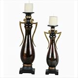 Two Piece Blown Glass Candle Holder Set