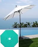 9 ft Deluxe Auto Tilt Aluminum Patio / Market Umbrella by Galtech - Aqua Blue Color