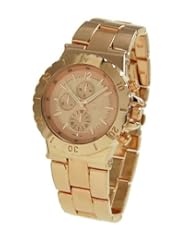 Geneva Womens or Mens Unisex Designer Inspired Oversized Chronograph Style Watch in Rose Gold Tone