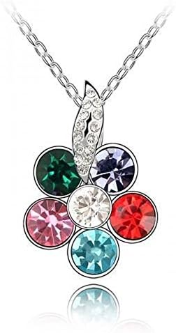 Multicolor Clear Crystal Flower Pendant Necklace Made With Swarovski Elements