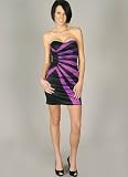 Strapless Asymmetrical Colorblock Stripe Formal for Bridesmaid Formal Prom