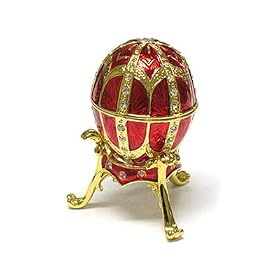 Royal Red Gold Egg Crystal Deco Mini Jewelry Pill Box