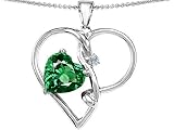 Original Star K(tm) Large 10mm Heart Shaped Simulated Emerald Knotted Pendant in .925 Sterling Silver