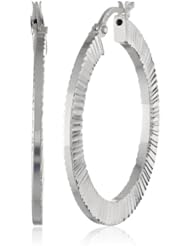 Sterling Silver 1.25" Diamond Cut Hoop Earrings
