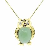 Gold Plated Sterling Silver Green Chinese Jade Owl with Cubic Zirconia Pendant 41FqSXkdKYL. SL160 Sterling Silver Jewelry: Gold Plated Sterling Silver Green Chinese Jade Owl with Cubic Zirconia Pendant