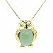Gold Plated Sterling Silver Green Chinese Jade Owl with Cubic Zirconia Pendant