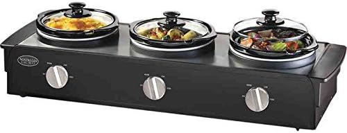 Nostalgia Electrics Tsc-250blk Stainless Triple Slow Cooker and Buffet Server