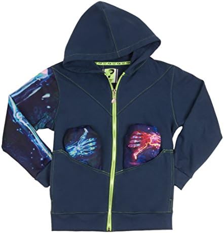 Pocket Frenz® Boys Size 4-12 Skeleton X-ray Decision Gray Hoodie (12, Granite)