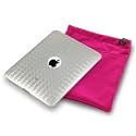 APPLE IPAD 3 PC EXECUTIVE ACCESSORY PACK - CLEAR DIAMOND PATTERN  GEL CASE, SCREEN PROTECTOR, PINK POUCH PART OF THE QUBITS ACCESSORIES  RANGE