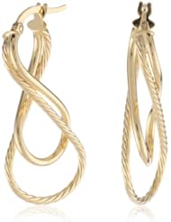 14k Italian Yellow Gold Diamond-Cut and High Polish Figure Eight Earrings